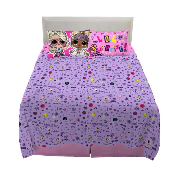 Surprise L.O.L Remix Sheet Set Kids Bedding Twin Size Fitted Flat Pillowcase 